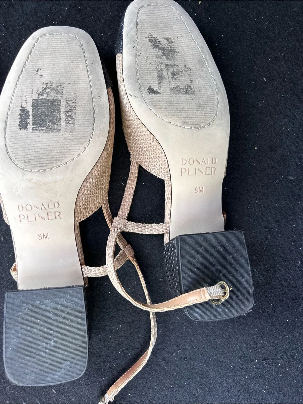 Donald J. Pliner Beige and Black Slingback Platform Pumps